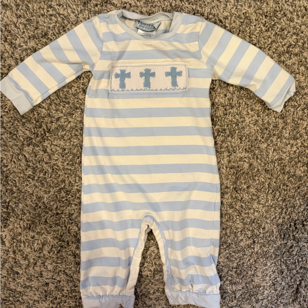 Striped Blue and White Kids One Piece